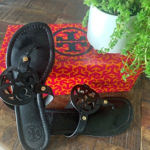 Tory Burch Women’s Perfect Black Patent Leather Miller Sandal